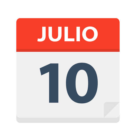 Julio 10 - Calendar Icon - July 10 - Vector Illustrationのイラスト素材
