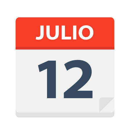 Julio 12 - Calendar Icon - July 12 - Vector Illustrationのイラスト素材