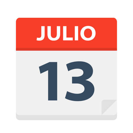 Julio 13 - Calendar Icon - July 13 - Vector Illustrationのイラスト素材