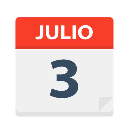 Julio 3 - Calendar Icon - July 3 - Vector Illustrationのイラスト素材