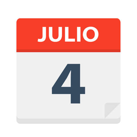 Julio 4 - Calendar Icon - July 4 - Vector Illustrationのイラスト素材