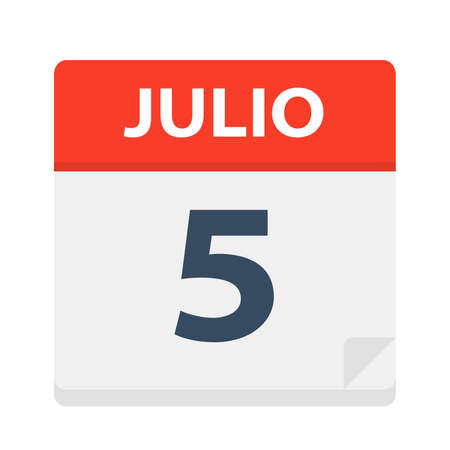 Julio 5 - Calendar Icon - July 5 - Vector Illustrationのイラスト素材