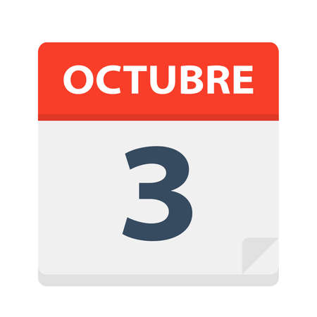 Octubre 3 - Calendar Icon - October 3 - Vector Illustrationのイラスト素材