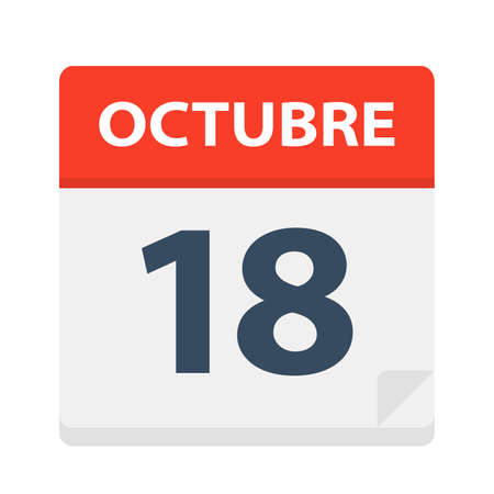 Octubre 18 - Calendar Icon - October 18 - Vector Illustrationのイラスト素材