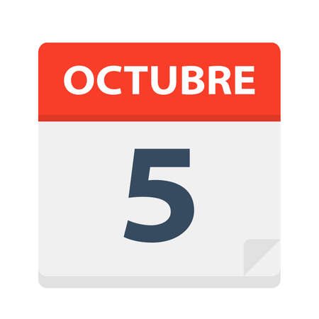 Octubre 5 - Calendar Icon - October 5 - Vector Illustrationのイラスト素材
