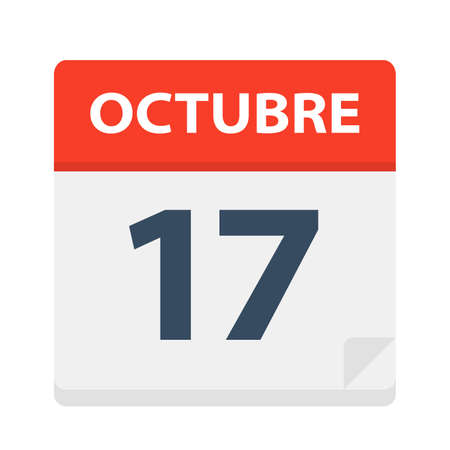 Octubre 17 - Calendar Icon - October 17 - Vector Illustrationのイラスト素材