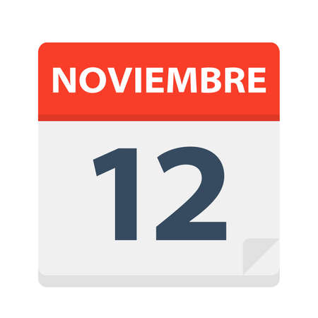 Noviembre 12 - Calendar Icon - November 12 - Vector Illustrationのイラスト素材