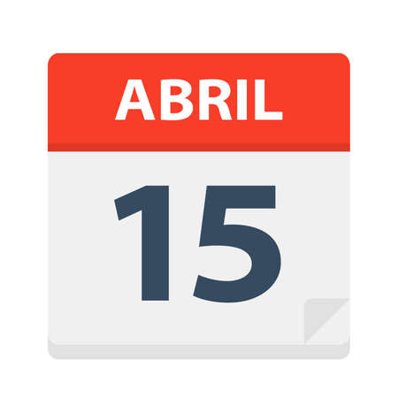 Abril 15 - Calendar Icon - April 15 - Vector Illustrationのイラスト素材