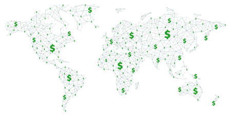 Vector World Map - Global Money, Business and Connection