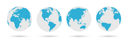 Globe Icon Set - Round World Map Vector Flat Illustrationのイラスト素材