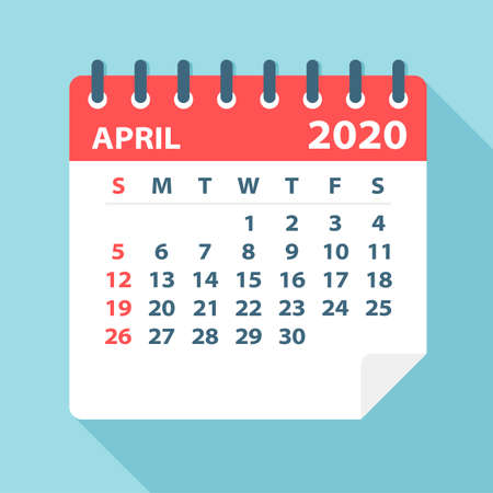 April 2020 Calendar Leaf - Illustration. Vector graphic pageのイラスト素材