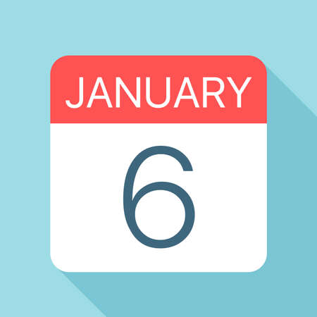 January 6 - Calendar Icon - Vector Illustrationのイラスト素材