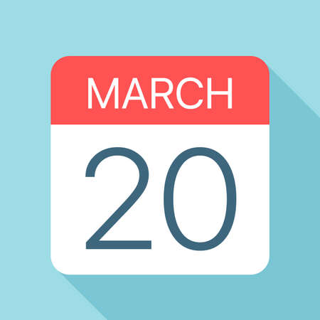 March 20 - Calendar Icon - Vector Illustrationのイラスト素材