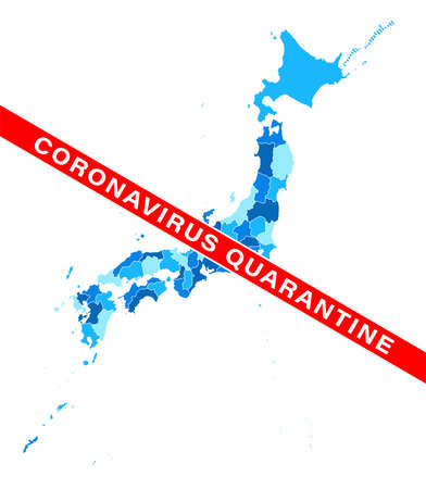 Coronavirus Quarantine Japan map. 2019-nCoV. Map of the World Pandemic. Vector Illustrationのイラスト素材