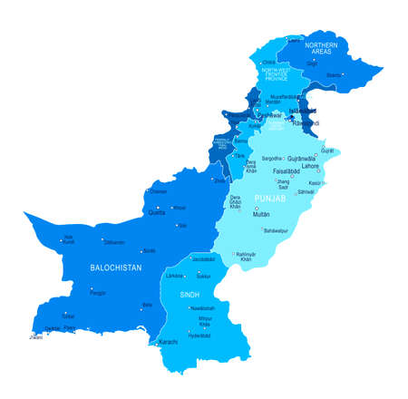 Pakistan map. Cities regions Vector illustrationのイラスト素材