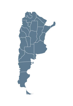 Argentina Map - Vector Solid Contour and State Regions. Illustrationのイラスト素材