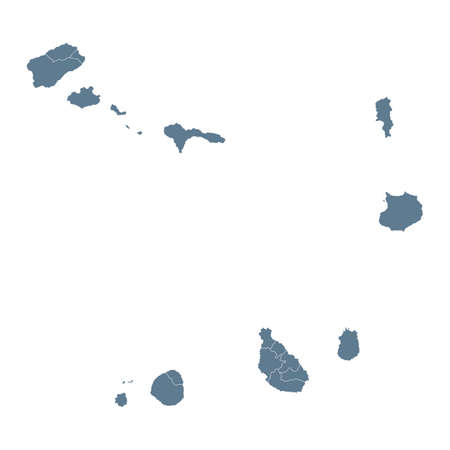 Cape Verde Map - Vector Solid Contour and State Regions. Illustrationのイラスト素材