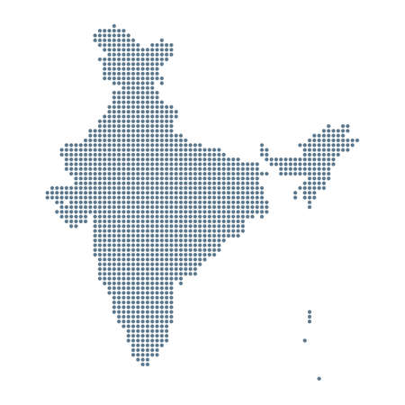 India Map - Vector Pixel Solid Contour. Illustrationのイラスト素材