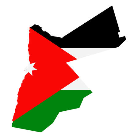 Jordan Map Flag Fill Background - Vector illustation. Illustrationのイラスト素材