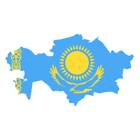 Kazakhstan Map Flag Fill Background - Vector illustation. Illustrationのイラスト素材