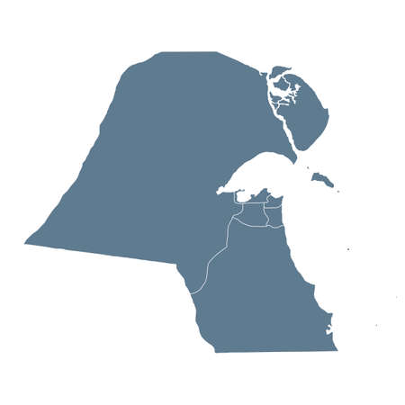 Kuwait Map - Vector Solid Contour and State Regions. Illustrationのイラスト素材