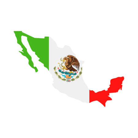 Mexico Map Flag Fill Background - Vector illustation. Illustrationのイラスト素材