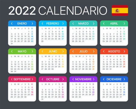Vecteur De 2022 Calendar - Spanish - Id:170349626 - Image Libre De Droit - Stocklib