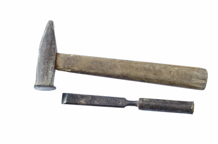 Tools for building, old on a white backgroundの写真素材