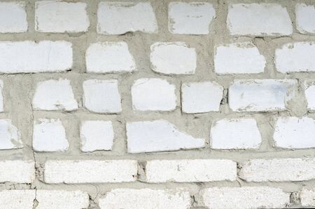 Brick wall masonry house manual of white brickの写真素材