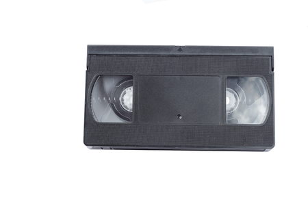 classic black video cassette on a white backgroundの写真素材