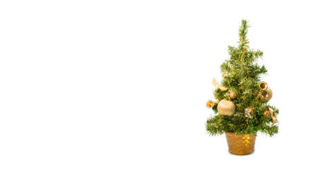 Beautiful christmas tree isolated on white background - studio shot. New Year and Christmas concept.の写真素材