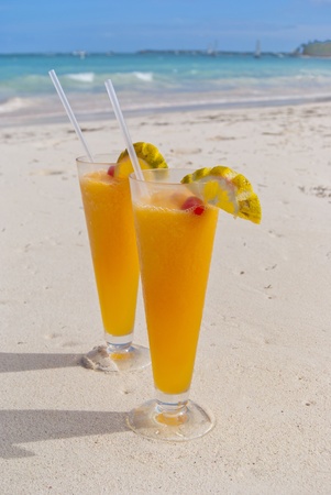 Tropical Cocktails on beach. Dominican Republicの写真素材