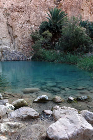 Rest area in Sahara's desert, with mineral - phosphates waterの写真素材