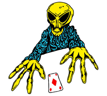 Game of death with alien which is showing high card aceのイラスト素材