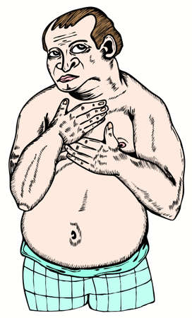 Sick man in green trousersのイラスト素材