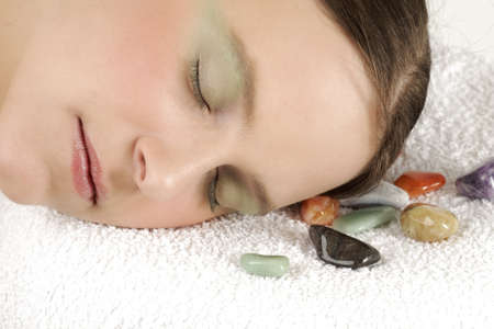 Young woman has a rest in spaの写真素材