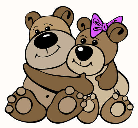 Couple of teddy bears in vector illustrationのイラスト素材