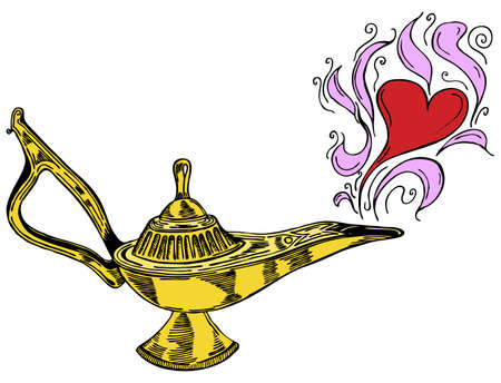 Alladin lamp with hearts in vector illustrationのイラスト素材