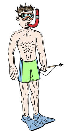 Man like diver and hunter in vector illustrationのイラスト素材