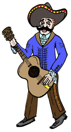 Mexican boy with guitar in vector illustrationのイラスト素材