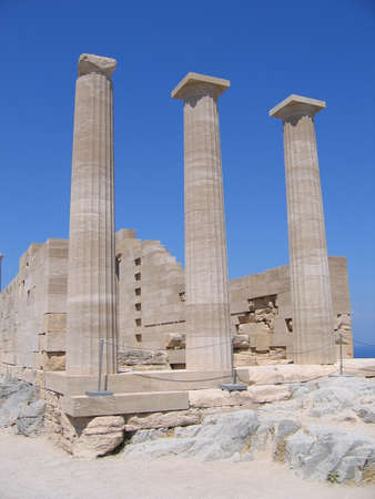 ancient columns of Greek temple in summer dayの写真素材