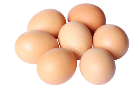 Colored eggs . Isolated on white.の写真素材