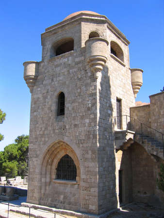 Castle tower of sandstone. Residence of the knights on the island of Rhodesの写真素材