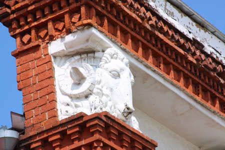 Architectural decorative element - bas-relief of a ram's headの写真素材