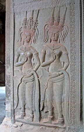 Apsaras - carvings of khmer dancing girls in Angkor Wat, Cambodia