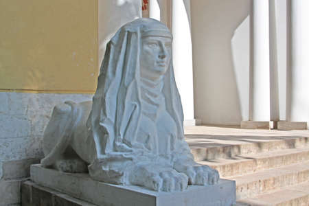White stone sphinx, sculpture 19 centuryの写真素材