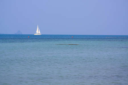 Yacht sailing on the seaの写真素材