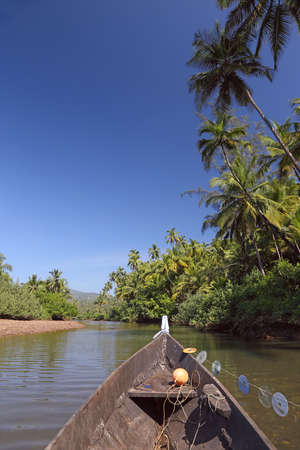 Boat on a river, South Goa, India