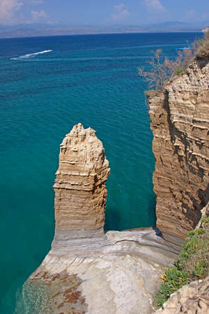 Seaview with beautiful cliffs in Corfu island, Greece