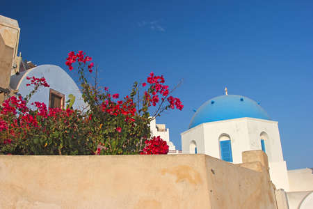 A street in Santorini island, Greeceの写真素材
